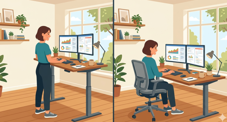 Standing desk vs sitting desk comparison
